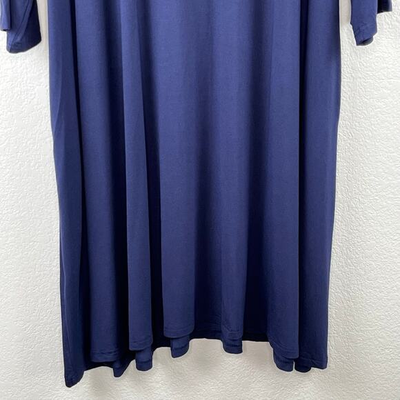 White Mark Criss Cross Neck Navy Blue Relaxed Fit Swing Midi Dress Plus 3XL NWT - Picture 10 of 13